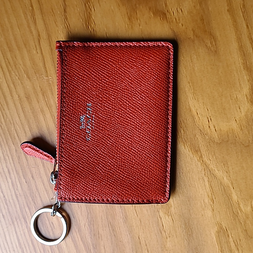 ** HOST PICK** Coach Mini Wallet  Attached Key Ring 4 1/2" x 3" Orange N…